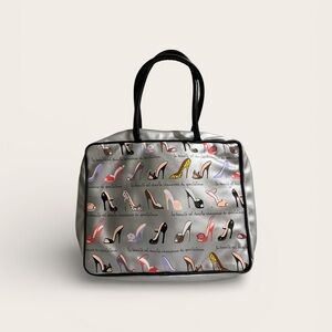 Fluff Paris Heels Print Tote Bag Gray Black Retro Pinup Chic Shoulder Purse